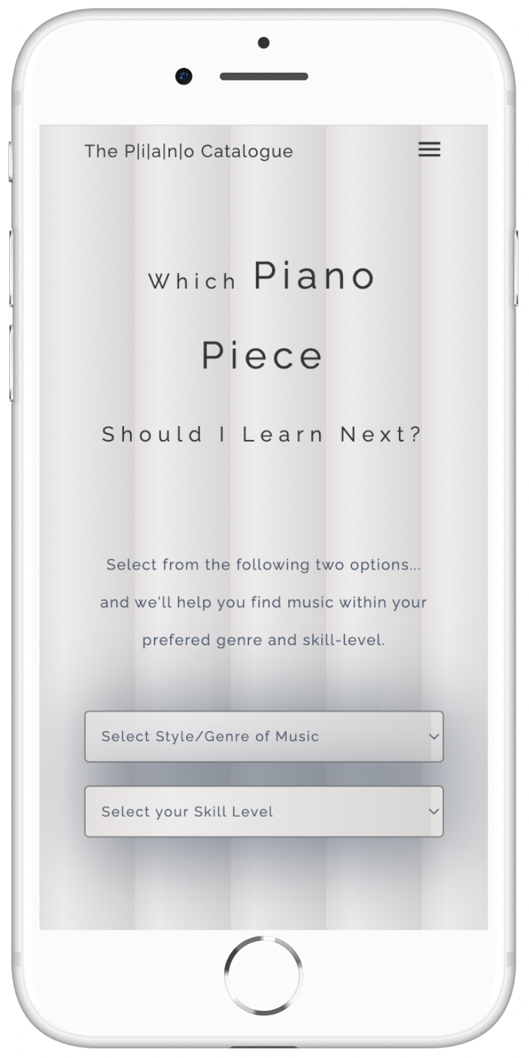 Recent work, the Piano Catalogue, on mobile